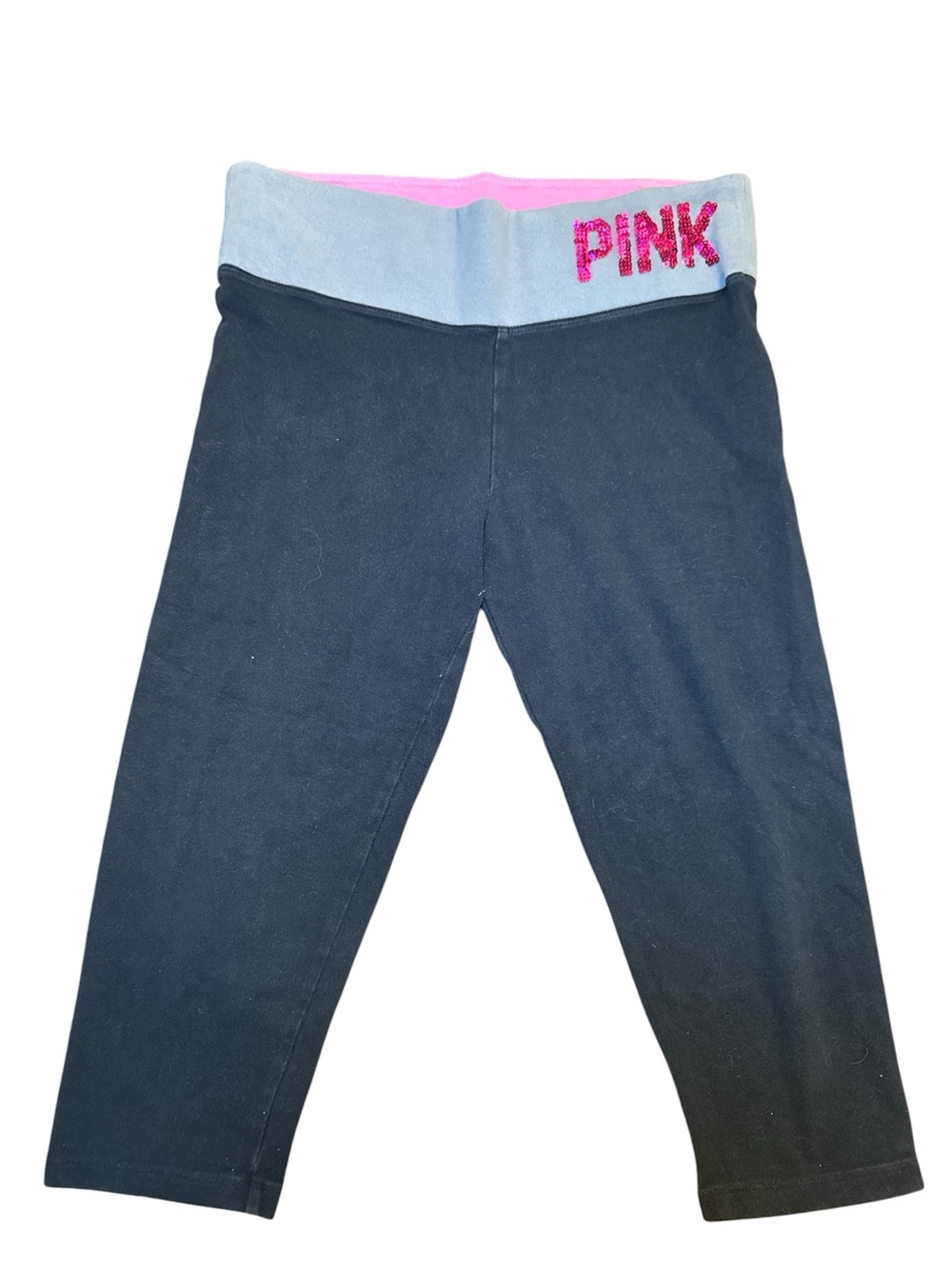 Y2K PINK Victoria's Secret Yoga
Cropped Leggings Black Gray Sequin
Women's S